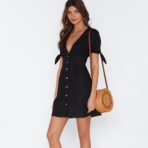 Nasty Gal black button down mini dress